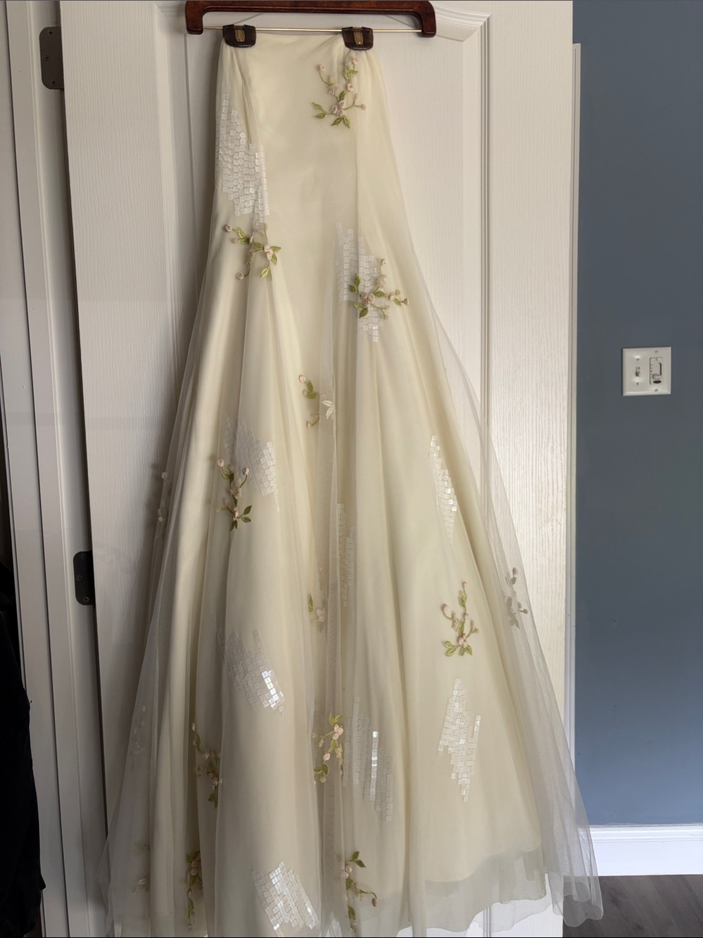 Vintage 1994 Hecht's Tulle Gown Pink 3D Rosettes Sequin Grid Sold as is